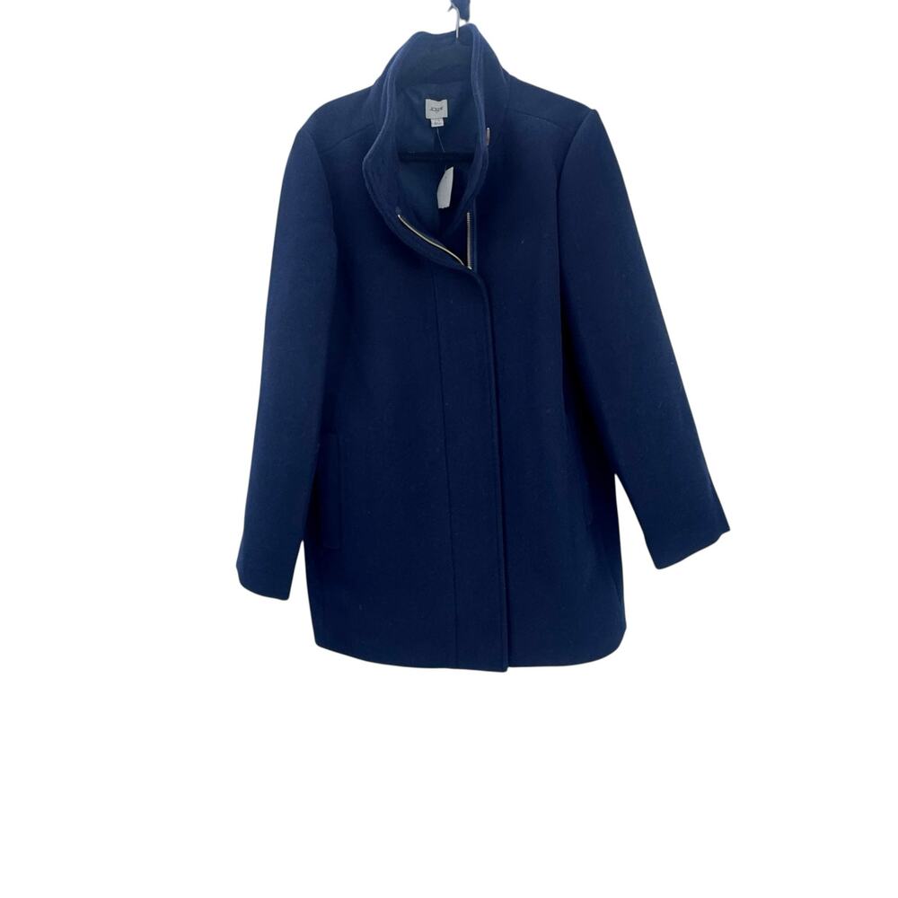 J. Crew Women's Long Sleeve City Coat with Button Neck Navy Blue Size 16 NWT - Picture 7 of 12